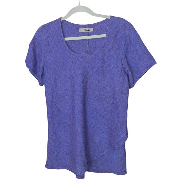 FLAX Womens Pant Set Size M Purple Short Sleeve Layered Simple Casual - Picture 3 of 10